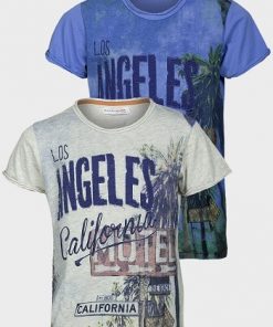 boys vintage style t-shirt oatmeal and blue options