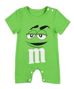 green m&m cartoon boys romper suit