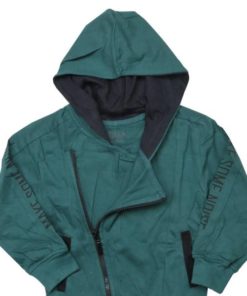 Kimono zip hoodie showing extra layer behind zip